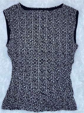 INC International Concepts Women’s Printed Mesh Tank Top Black and White size M